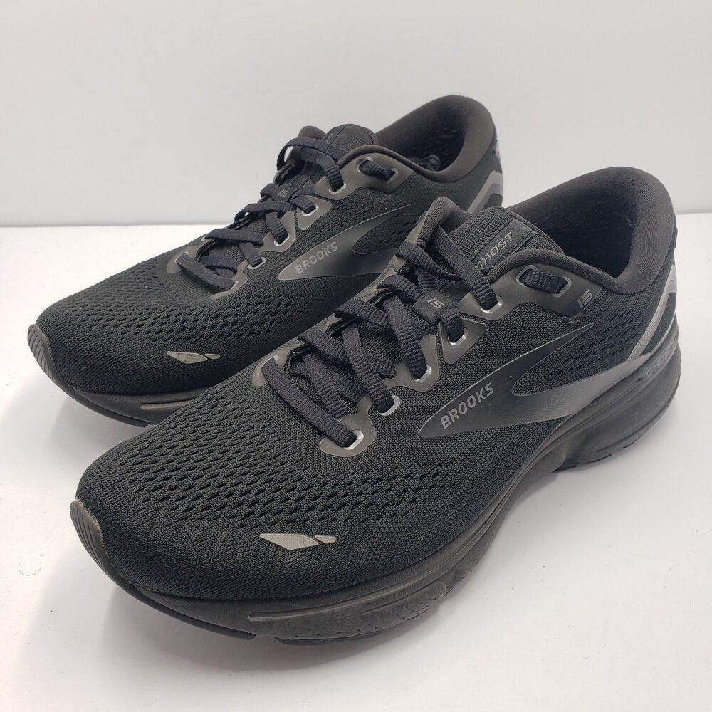 Brooks Ghost 15 Running Shoes Mens 8.5 Wide 2E Triple Black Walking Support